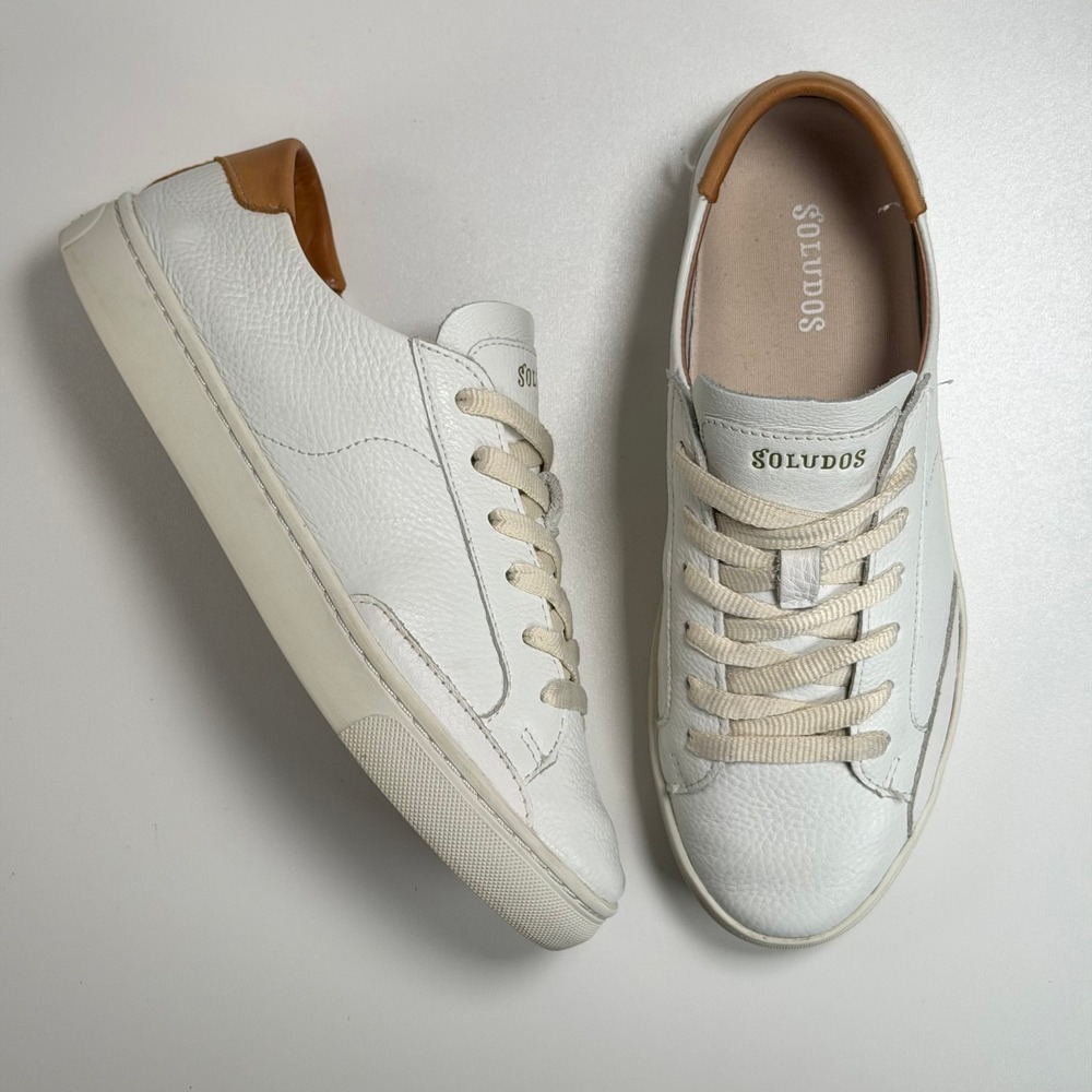 Soludos Ashore White Leather Sneaker Women 8 Classic Casual Minimalist Preppy